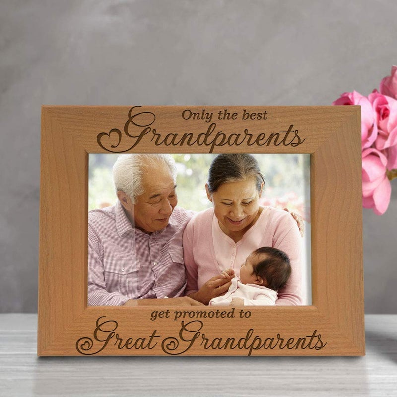 Kate Posh Only the Best Grandparents Promoted to Great Grandparents Engraved Natural Wood Picture Frame, Grandma Grandpa Gifts, Mother's Day, Father's Day (4" x 6" Horizontal) - Image 4